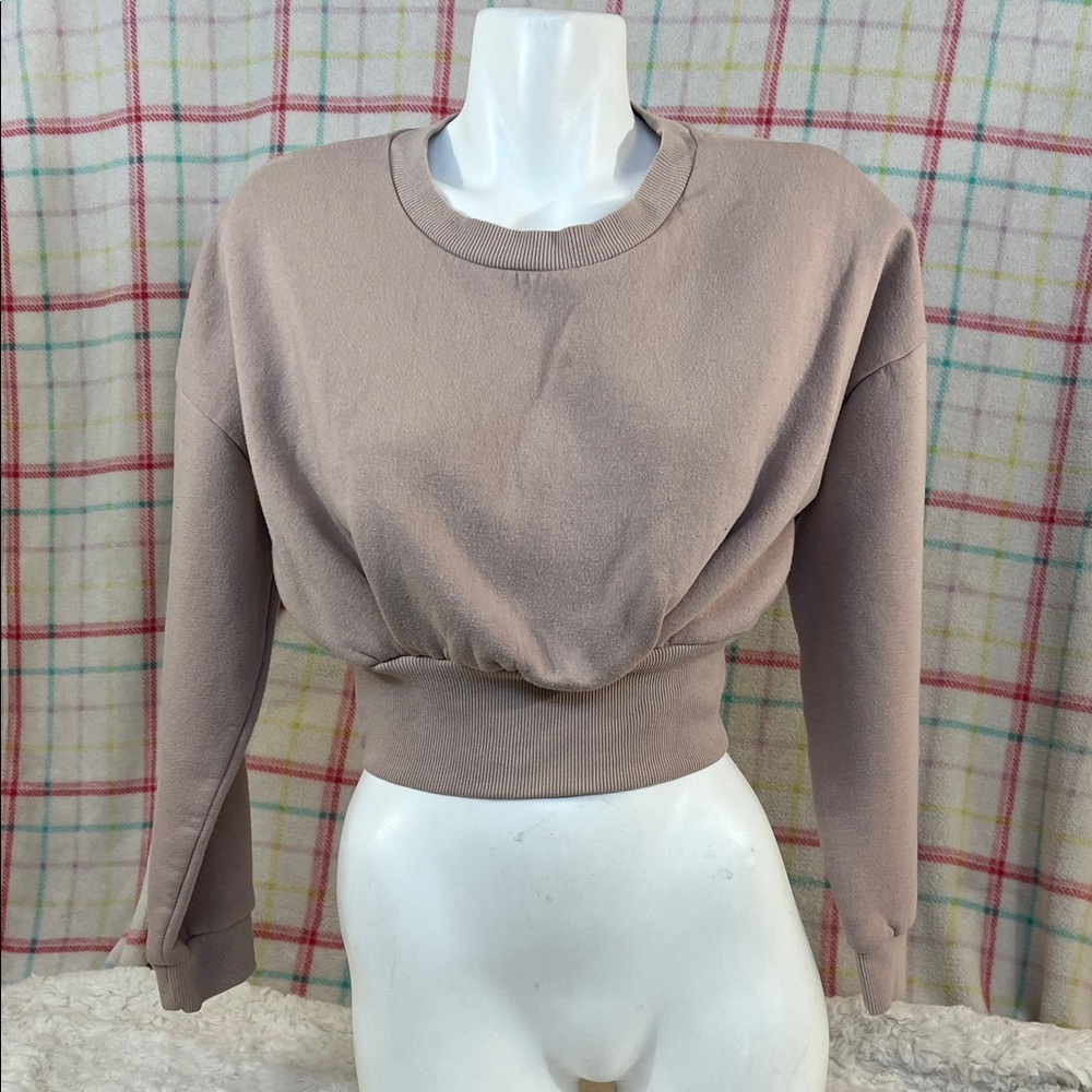 Women's Taupe Cropped Sweatshirt